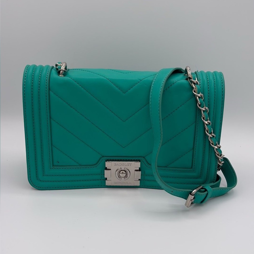 Badgley Mischka Emerald Quilted Chevron Chain Shoulder Bag NWT 😺✨